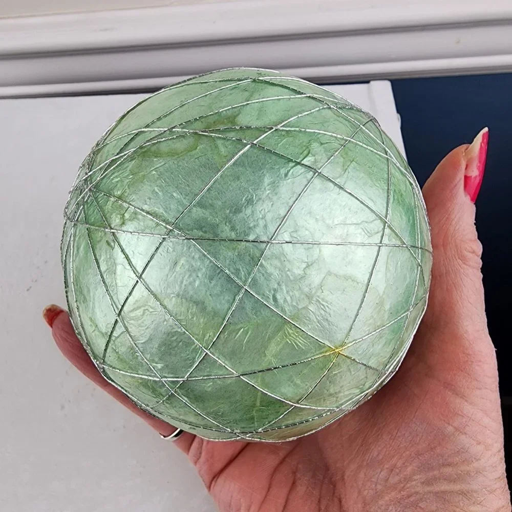 Pier 1 Mint Green Decorative Ball with Silver Wiring Wrap NWT